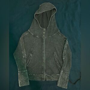 Hard Tail Forever Charcoal Waffle Knit Hoodie small